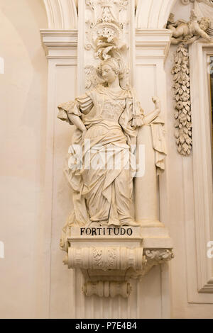 Italy Sicily Agrigento Piazza Purgatorio Chiesa di San Lorenzo rebuilt 1600s famed statues sculptures Christian Virtues Fortitudo strength courage Stock Photo