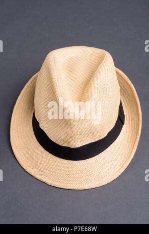 Sun Hat Against Gray Background Stock Photo