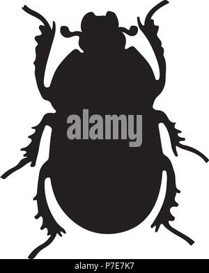 Scarab beetle silhouette. Insects simbol for tattoo Stock Vector