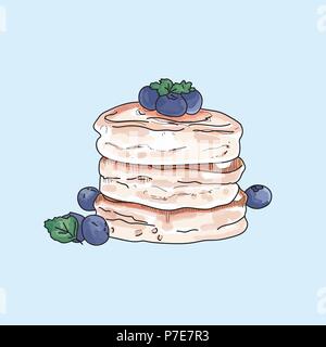 Vector pancakes illustration on pastel background. Stock Vector