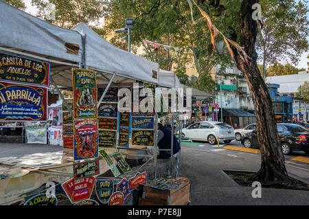 Flea Market at Plaza Serrano in Palermo Soho - Buenos Aires, Argentina Stock Photo