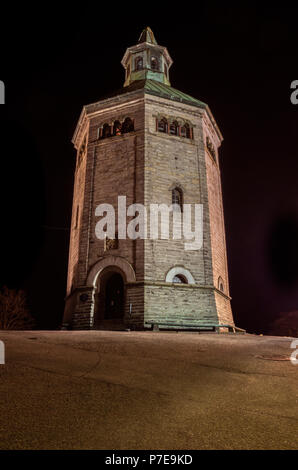 A nighttime shot of Valberg tower (Valbergtårnet), Stavanger, Norway Stock Photo