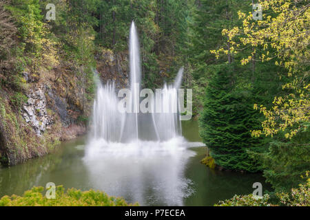 Garden Scene at Butchart Gardens in Victoria, British Columbia, Canada. Stock Photo