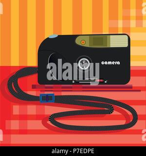 a camera from the 90's on a bright merry background Stock Vector