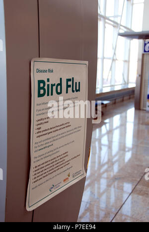 Warning of Bird Flu signs at Doncaster Sheffield Airport, formerly named Robin Hood Airport Doncaster Sheffield, Stock Photo
