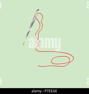needle, red thread cloth grunge Stock Vector