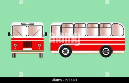 city small passenger bus of red-white color Stock Vector