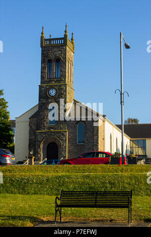 29 June 2018 The modest church building of the Groomsport Presbyterian Church on main Street Groomsport in northern Ireland drenched in mid summer sun Stock Photo