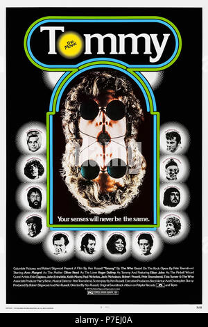 Tommy (1975) directed by Ken Russell and starring Roger Daltrey, Ann-Margret, Oliver Reed, Elton John, Eric Clapton, Keith Moon, Jack Nicholson and Pete Townshend. Tommy is struck deaf, dumb and blind and becomes a pinball legend when playing through intuition. Stock Photo