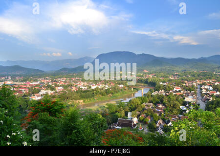 View of Luang Prabang from Mount Phousi Temple Lookout Stock Photo