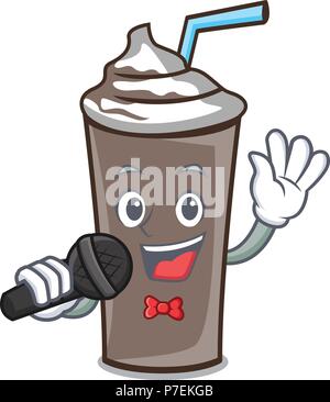 Singing ice chocolate mascot cartoon Stock Vector