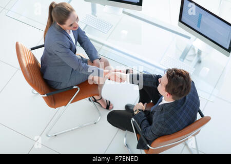 handshake financial partners.view from the top Stock Photo