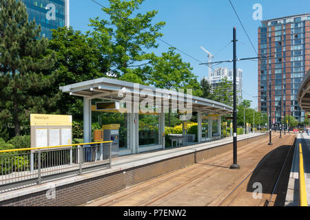 The MediaCityUK stop on the Manchester Metrolink at Salford Quays Stock ...