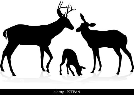 Deer Family Silhouettes Stock Vector