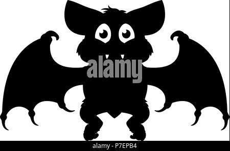 Halloween Cartoon Bat Silhouette Stock Vector