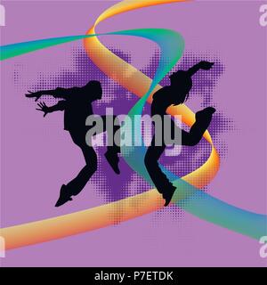 Set of dancers silhouette Stock Vector