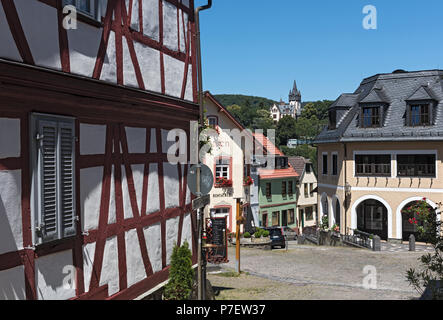 small square with old houses at Konigstein old town, Hesse, Germany Stock Photo