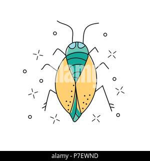 Beetle hand drawn doodle icon Insect beetle vector sketch illustration for print Stock Vector