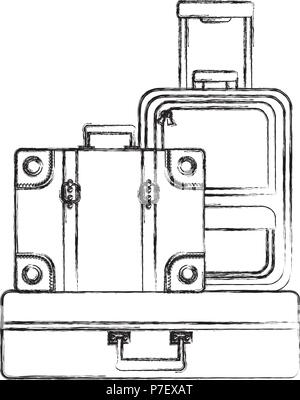 stacked suitcases luggage travel equipment vector illustration Stock Vector