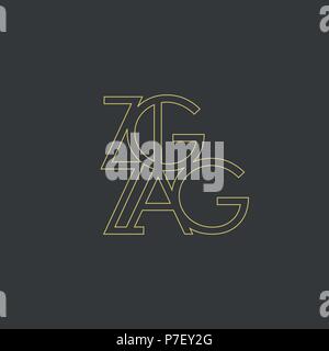logo template letters Z, zigzaz, in the style of a technical drawing with lines Stock Vector