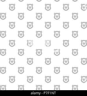Simple police office badge seamless pattern with various icons and symbols on white background flat vector illustration Stock Vector