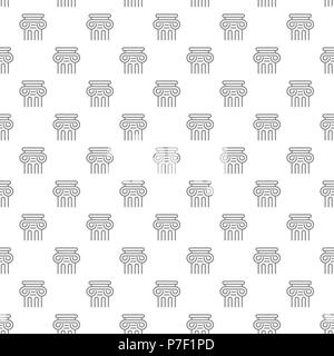 Simple ancient column seamless pattern with various icons and symbols on white background flat vector illustration Stock Vector