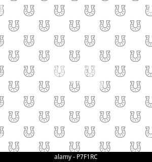 Simple horseshoe seamless pattern with various icons and symbols on white background flat vector illustration Stock Vector