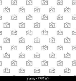 Simple gps, location, route map, navigator seamless pattern with various icons and symbols on white background flat vector illustration Stock Vector