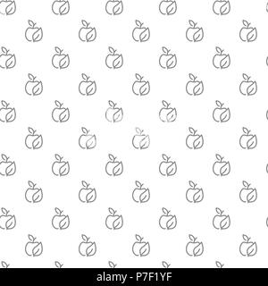 Simple eco apple seamless pattern with various icons and symbols on white background flat vector illustration Stock Vector