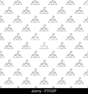 Simple mountain peak with flag or leadership seamless pattern with various icons and symbols on white background flat vector illustration Stock Vector