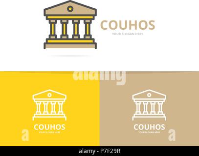 Simple building with columns logo design template. Symbol and sign vector illustration Stock Vector