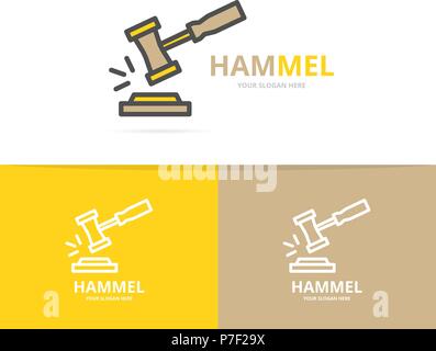 Simple judge or auction hammer logo design template. Symbol and sign vector illustration Stock Vector