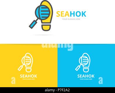 Simple detective loupe and footprint logo design template. Symbol and sign vector illustration Stock Vector