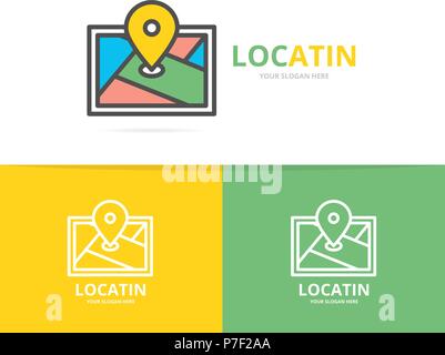 Simple gps, location, route map, navigator logo design template. Symbol and sign vector illustration Stock Vector