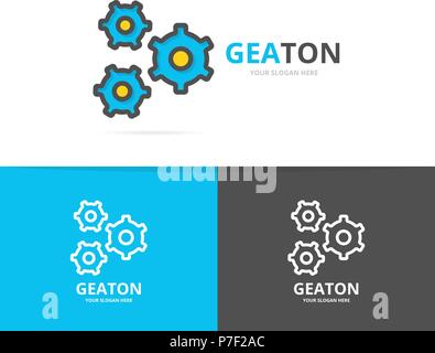 Simple pinion, gear wheel, mechanism logo design template. Symbol and sign vector illustration Stock Vector