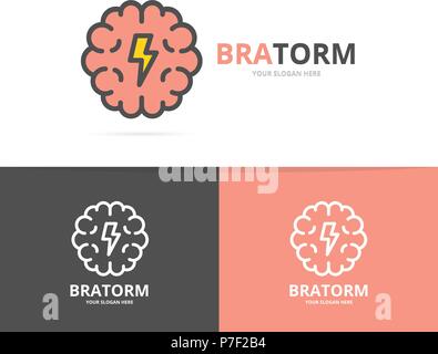 Simple brain and mind logo design template. Symbol and sign vector illustration Stock Vector