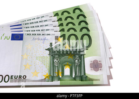 Fan stack of Euro 100 banknotes Stock Photo