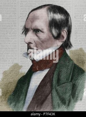 Peter von Cornelius (1784-1867). German painter. Portrait. 19th century. Colored engraving. Stock Photo