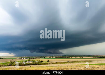 A large tornadic mesocyclone supercell inflow sucks in energy as it begins to transform into a tornado. Stock Photo