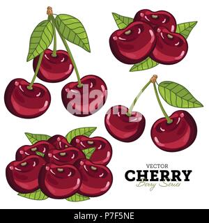 Cherry Set, Vector. Stock Vector