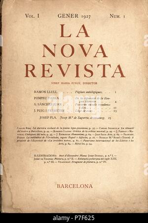 Portada de la revista literaria 'La Nova Revista', Volumen 1, número 1, editada en Barcelona, enero 1927. Stock Photo