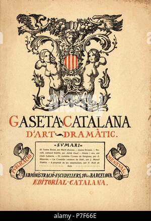 Portada de la revista mensual de arte dramático 'Gaseta Catalana', del 15 febrero 1919. Editada en Barcelona. Stock Photo