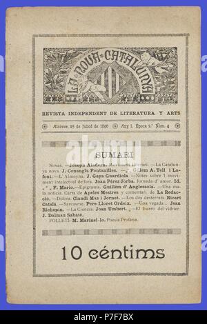 Portada de la revista literaria La Nova Catalunya. Alcover, julio de 1896. Stock Photo