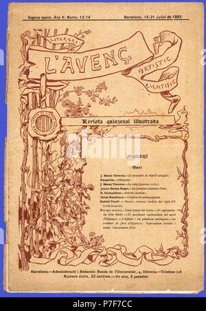 Portada de la revista literaria, artística y científica ilustrada L'Avenç. Barcelona, julio de 1893. Stock Photo