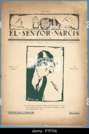 Portada de la revista de arte y humor El Senyor Narcís, editada en Girona, enero de 1926. Stock Photo