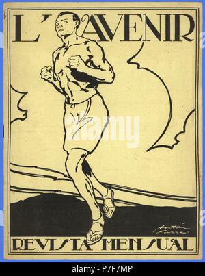 Portada de la revista mensual L'Avenir, portavoz del Futbol Club Martinenc. Barcelona, julio de 1918. Stock Photo