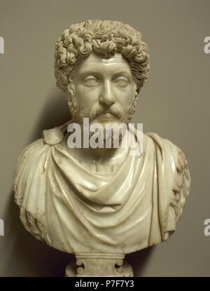 Ephesus Museum, bust of Roman Emperor Marcus Aurelius, from 2nd century ...