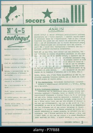Portada de la revista clandestina Socors Catalá, editada en Barcelona, 1977. Stock Photo