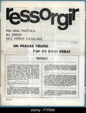 Portada de la revista clandestina Ressorgir, número uno, editada en Perpignan, julio de 1970. Stock Photo