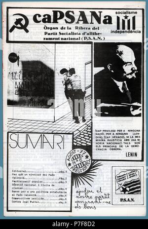 Portada de la revista clandestina Capsana, órgano de la Ribera del Partit Socialista d'Alliberament Nacional PSAN, editada en Barcelona, agosto de 1977. Stock Photo